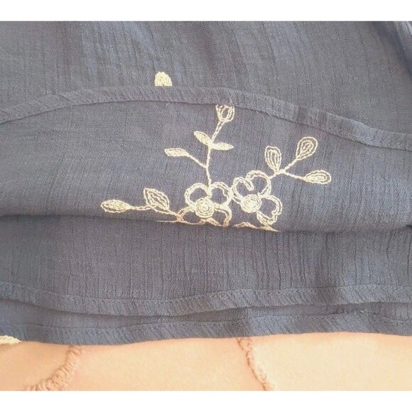 ANNELIEGE Blue Tunic Blouse Embroidered Lined Size M - Picture 11 of 11